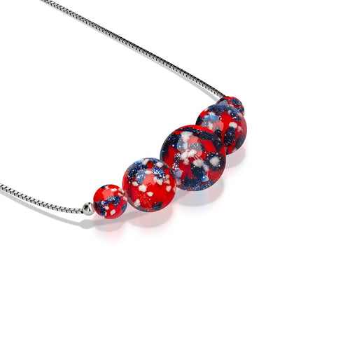 Feu et glace | Argent sterling 925 | Collier avec fermoir infini en verre Firefly